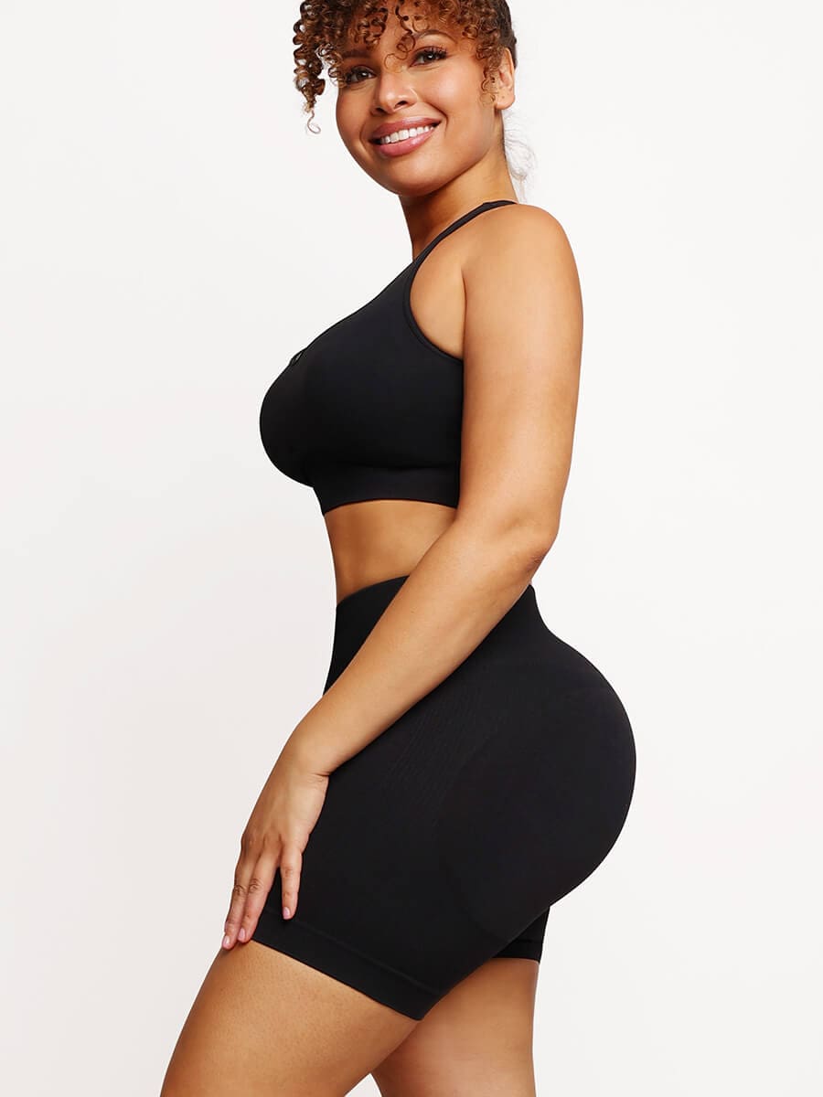 Wholesale 🌿Eco-friendly Sexy V Neck Seamless Sportswear Biker Shorts Set