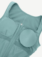 Wholesale Fashion Zipper Front Slit Sports Sauna Jumpsuit