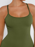 Wholesale High Stretchy Seamless Sling Tummy Control Jumpsuit Removable cup pads