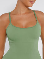 Wholesale High Stretchy Seamless Sling Tummy Control Jumpsuit Removable cup pads