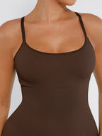 Wholesale High Stretchy Seamless Sling Tummy Control Jumpsuit Removable cup pads