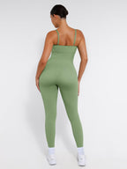 Wholesale High Stretchy Seamless Sling Tummy Control Jumpsuit Removable cup pads