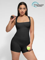 Wholesale🌿 Eco-friendly Seamless Square Neck Waist and Belly Shaping Jumpsuit