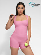 Wholesale🌿 Eco-friendly Seamless Square Neck Waist and Belly Shaping Jumpsuit