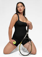 Wholesale🌿 Eco-friendly Seamless Square Neck Waist and Belly Shaping Jumpsuit