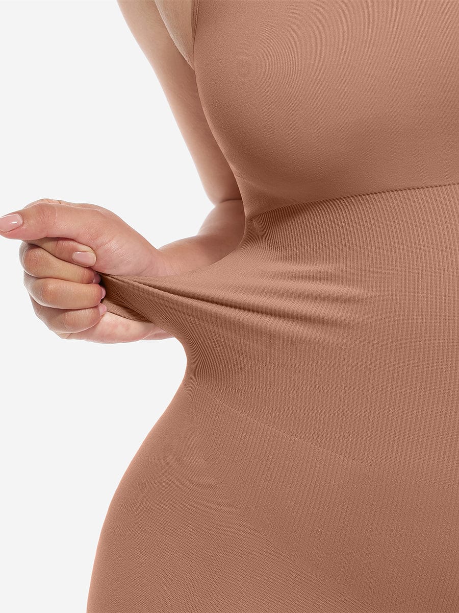 Wholesale🌿 Eco-friendly Seamless Square Neck Waist and Belly Shaping Jumpsuit