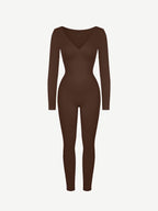 Wholesale Seamless Deep V Tummy Control Waist Cinching Catsuit