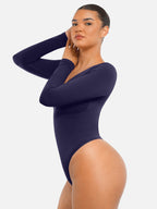 Wholesale Seamless Long Sleeve Chest Support Tummy Control Thong Bodysuit