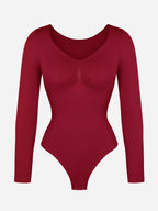 Wholesale Seamless Long Sleeve Chest Support Tummy Control Thong Bodysuit
