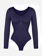 Wholesale Seamless Long Sleeve Chest Support Tummy Control Thong Bodysuit