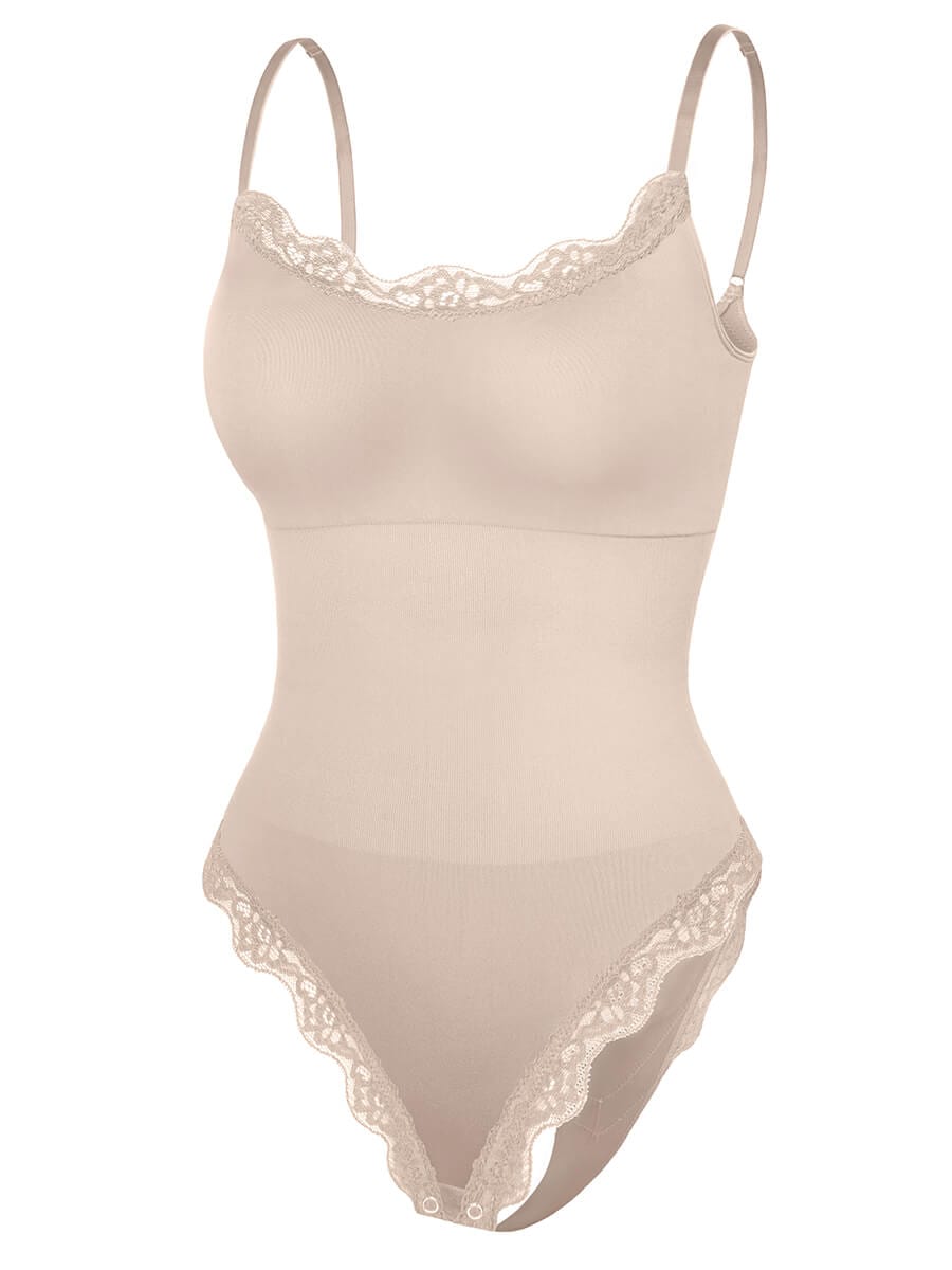 Wholesale Seamless lace Cami Waist Abdomen Shaping Thong Bodysuit