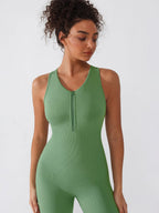 Wholesale Seamless Zip Front Full-Length Racerback 2-in-1 Sport Shaping Jumpsuit