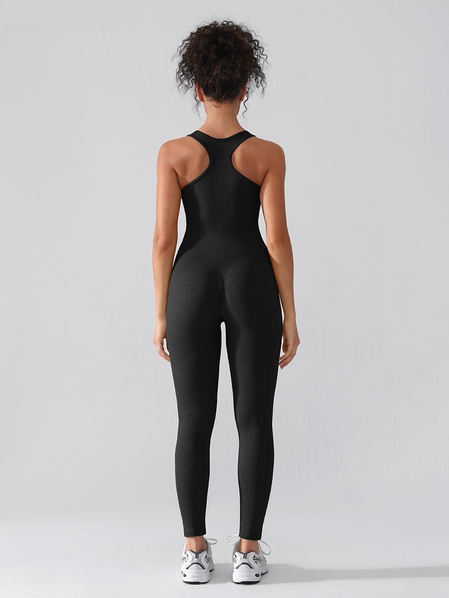 Wholesale Seamless Zip Front Full-Length Racerback 2-in-1 Sport Shaping Jumpsuit