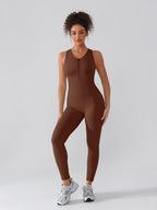 Wholesale Seamless Zip Front Full-Length Racerback 2-in-1 Sport Shaping Jumpsuit