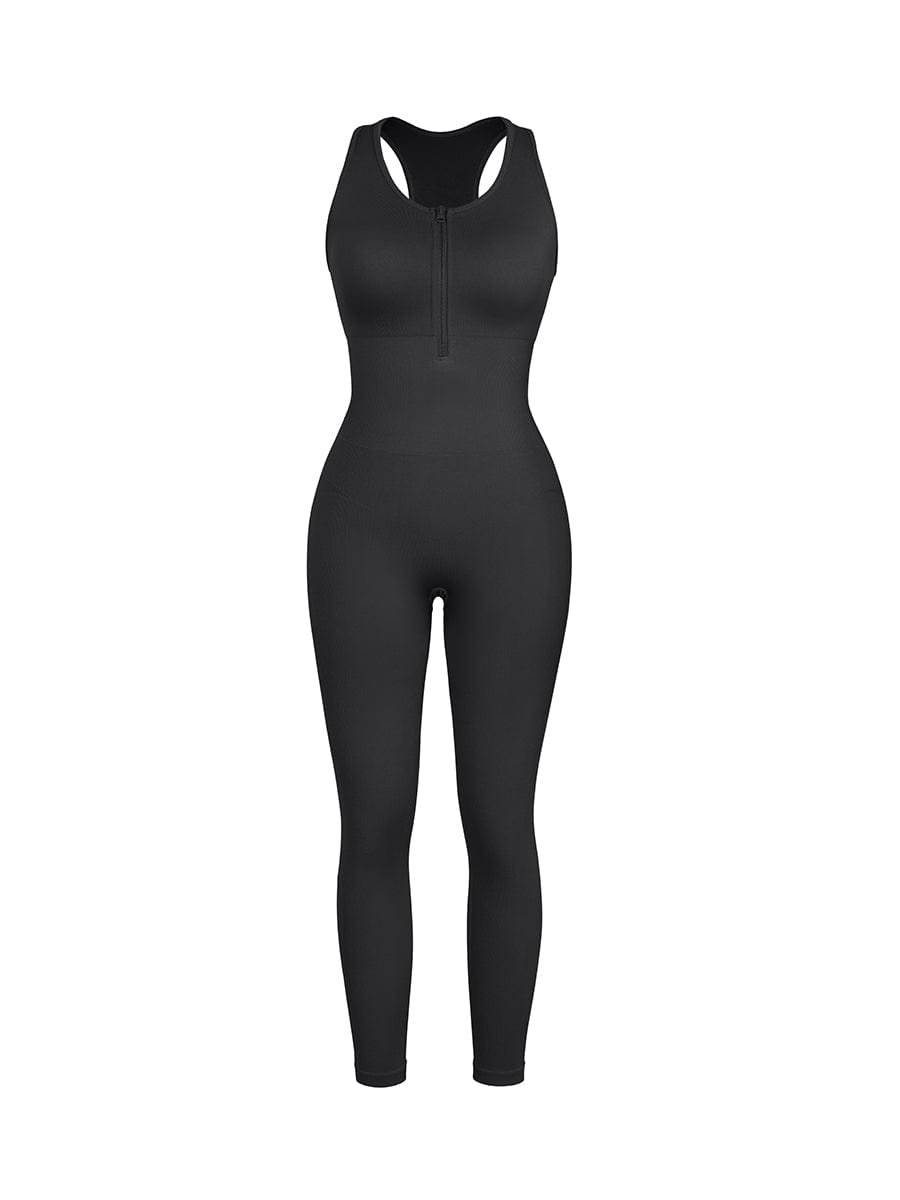 Wholesale Seamless Zip Front Full-Length Racerback 2-in-1 Sport Shaping Jumpsuit