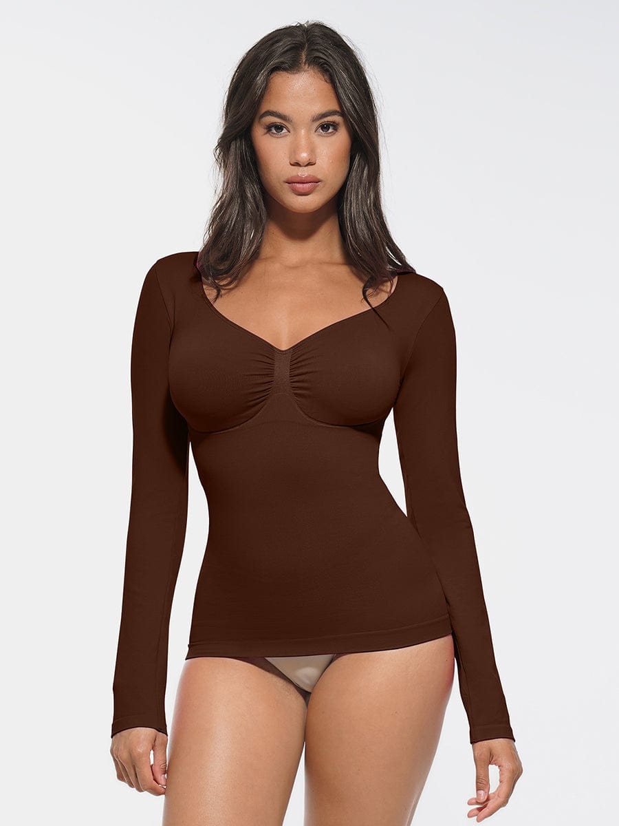 Wholesale Seamless Diamond Neck Bust Support Waist and Tummy Control Shaping Top