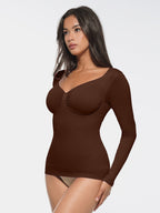 Wholesale Seamless Diamond Neck Bust Support Waist and Tummy Control Shaping Top