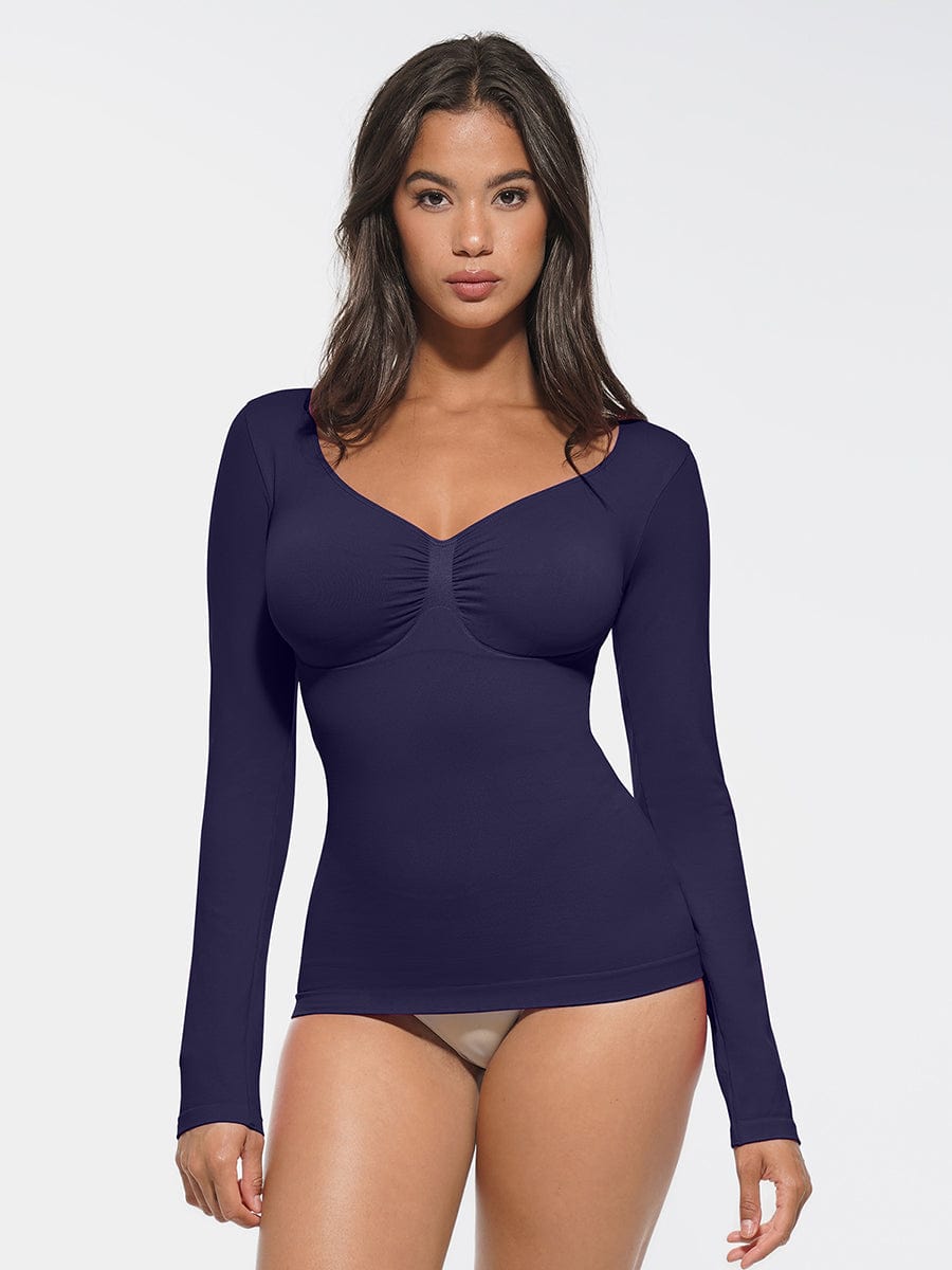 Wholesale Seamless Diamond Neck Bust Support Waist and Tummy Control Shaping Top