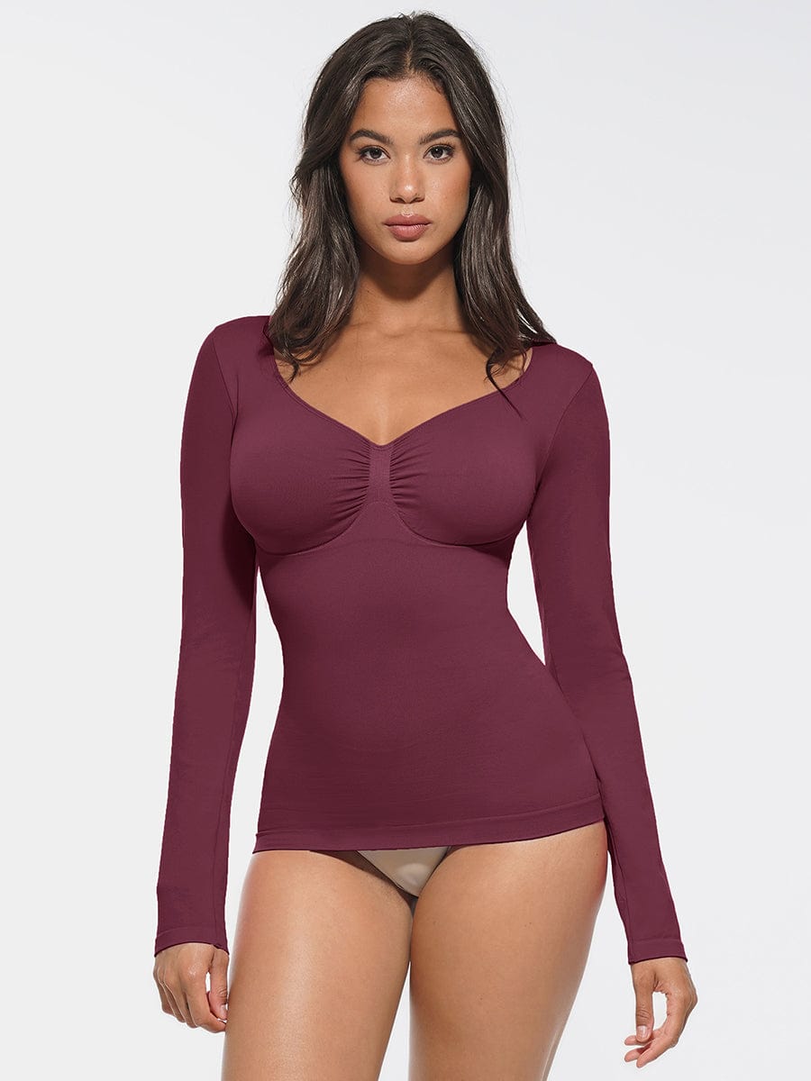 Wholesale Seamless Diamond Neck Bust Support Waist and Tummy Control Shaping Top