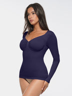 Wholesale Seamless Diamond Neck Bust Support Waist and Tummy Control Shaping Top