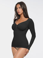 Wholesale Seamless Diamond Neck Bust Support Waist and Tummy Control Shaping Top