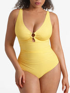 Wholesale Waist Shaping Mesh Eco Lining Ruched Brief One Piece Swimsuit with Pads