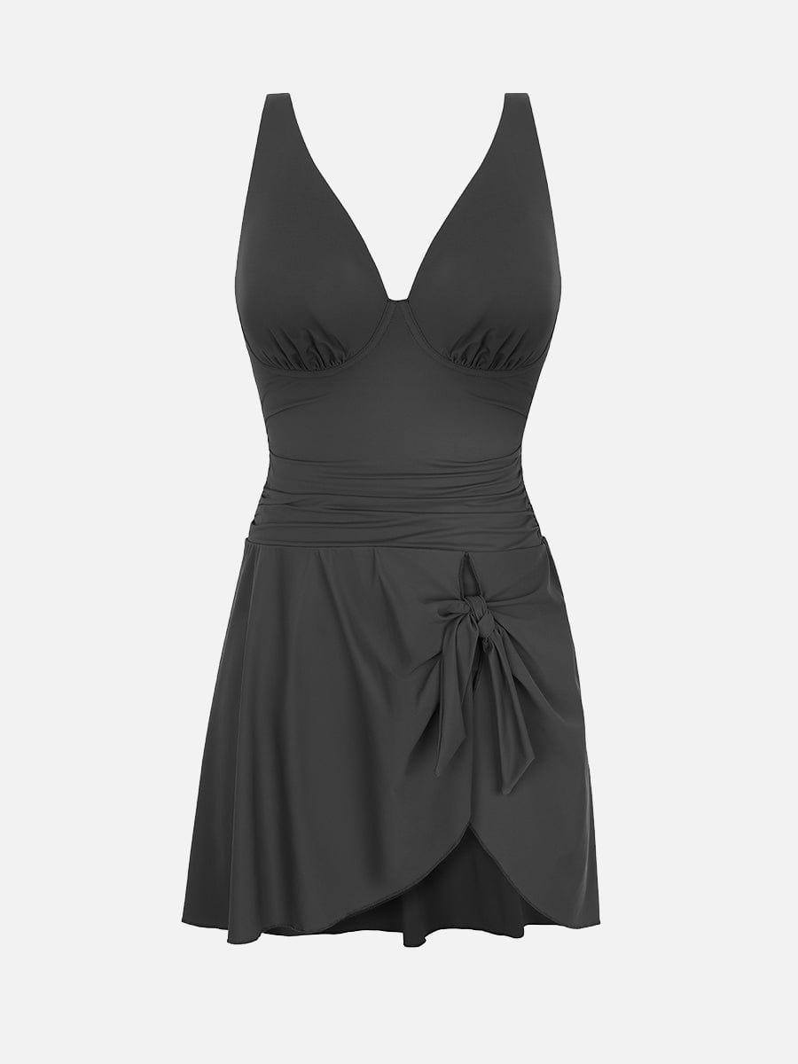 Wholesale Deep V Ruched Shaping Mesh One Piece Swimsuit with Removable Pads