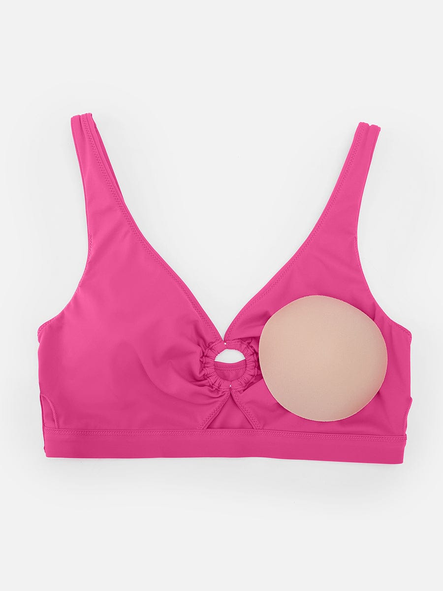 Wholesale Deep V Metal Ring Drawstring Tummy Control Swimsuit with Removable Pads