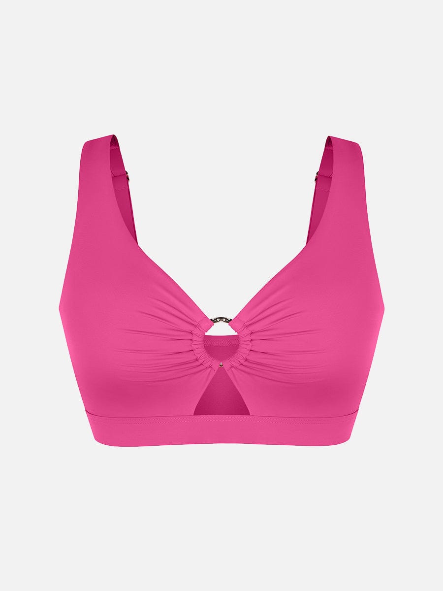 Wholesale Deep V Metal Ring Drawstring Tummy Control Swimsuit with Removable Pads