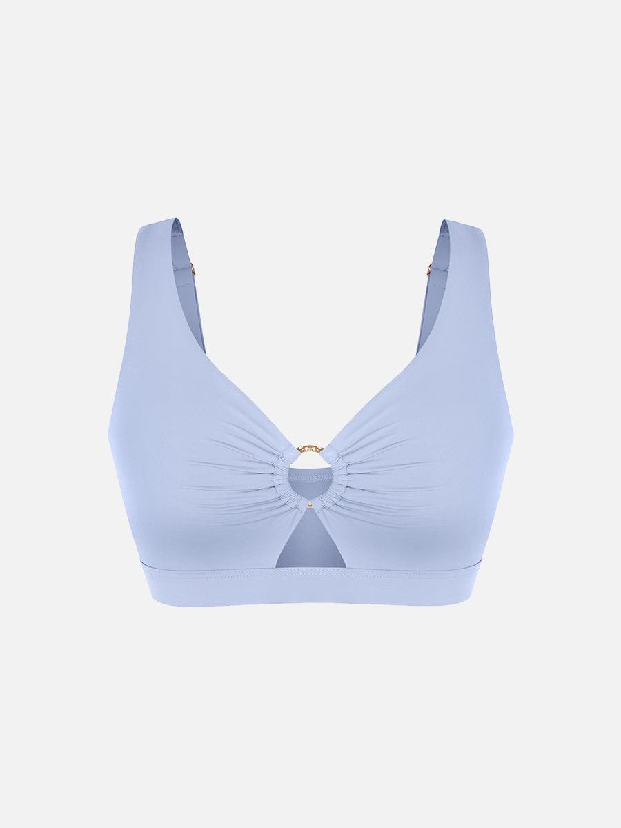 Wholesale Deep V Metal Ring Drawstring Tummy Control Swimsuit with Removable Pads