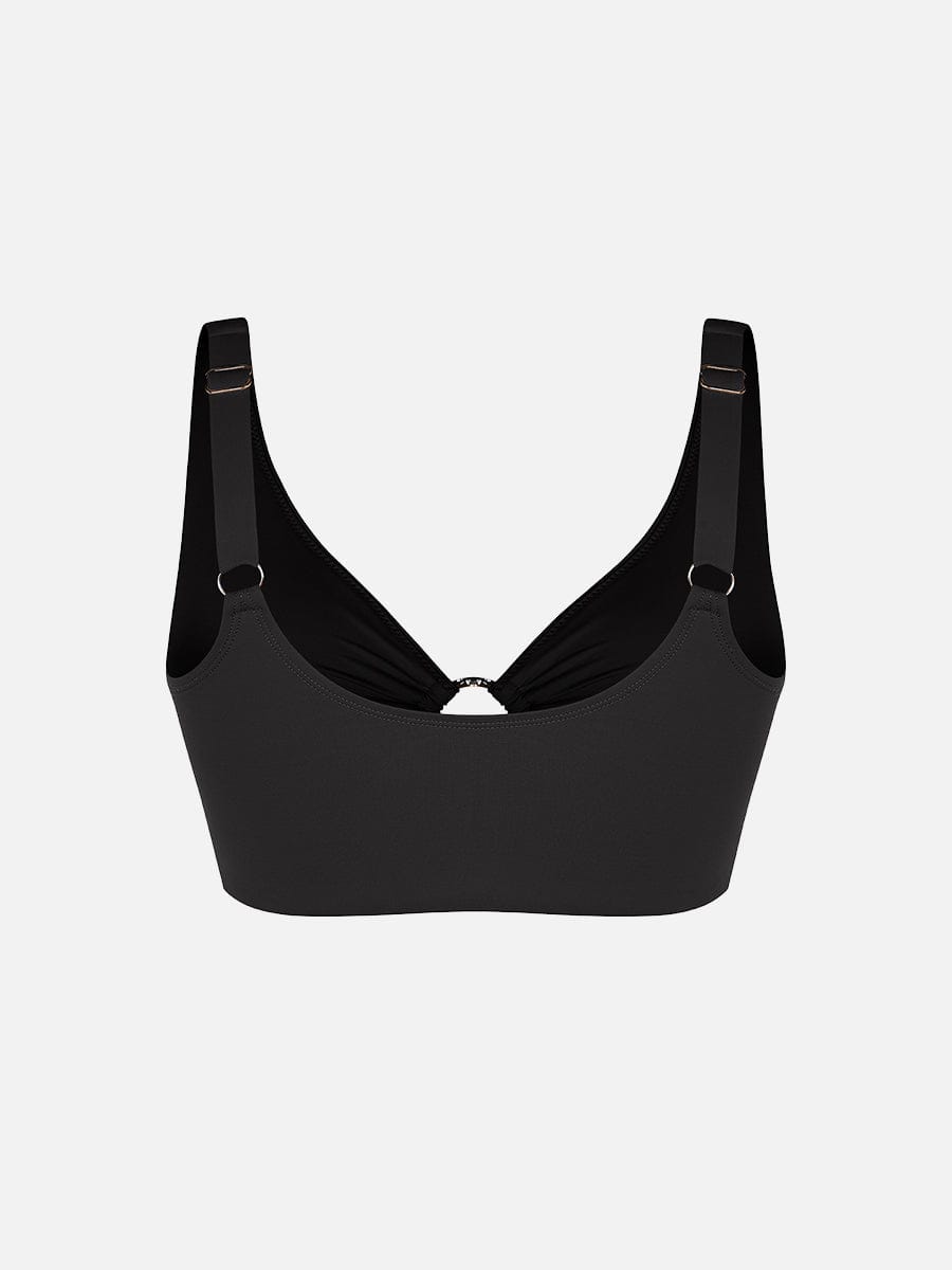 Wholesale Deep V Metal Ring Drawstring Tummy Control Swimsuit with Removable Pads