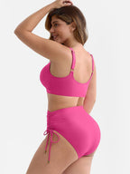 Wholesale Deep V Metal Ring Drawstring Tummy Control Swimsuit with Removable Pads