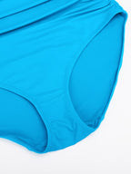 Wholesale Ruffled One Piece V Neck Lace Up Swimsuit