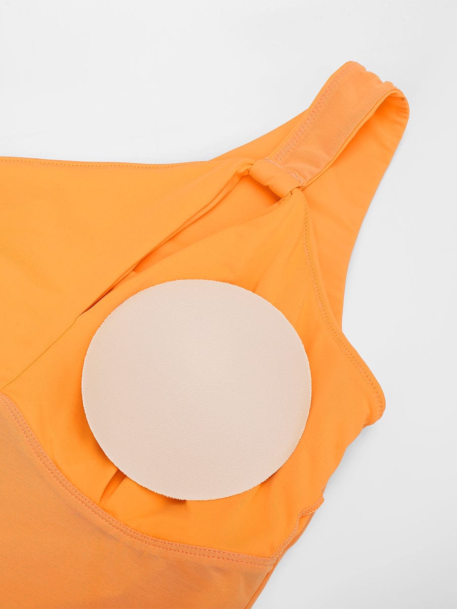 Wholesale One Shoulder One Piece Ruched Support Chest Swimwear