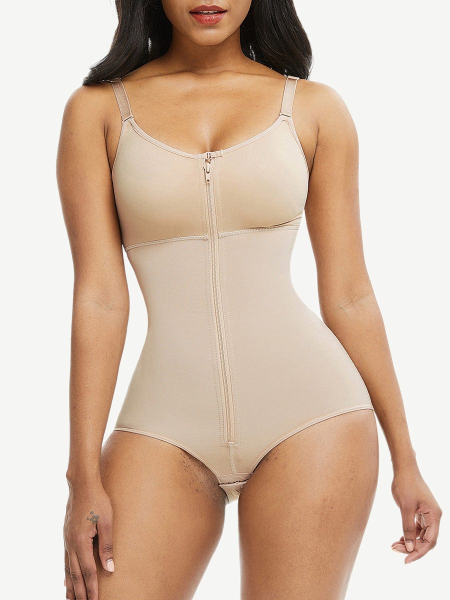 Wholesale Large Size Postoperative Full Body Shaper Front Zipper Smooth Abdomen