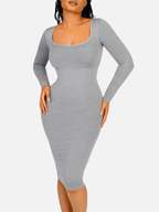 Wholesale Seamless Square Neck Long Sleeve Dress