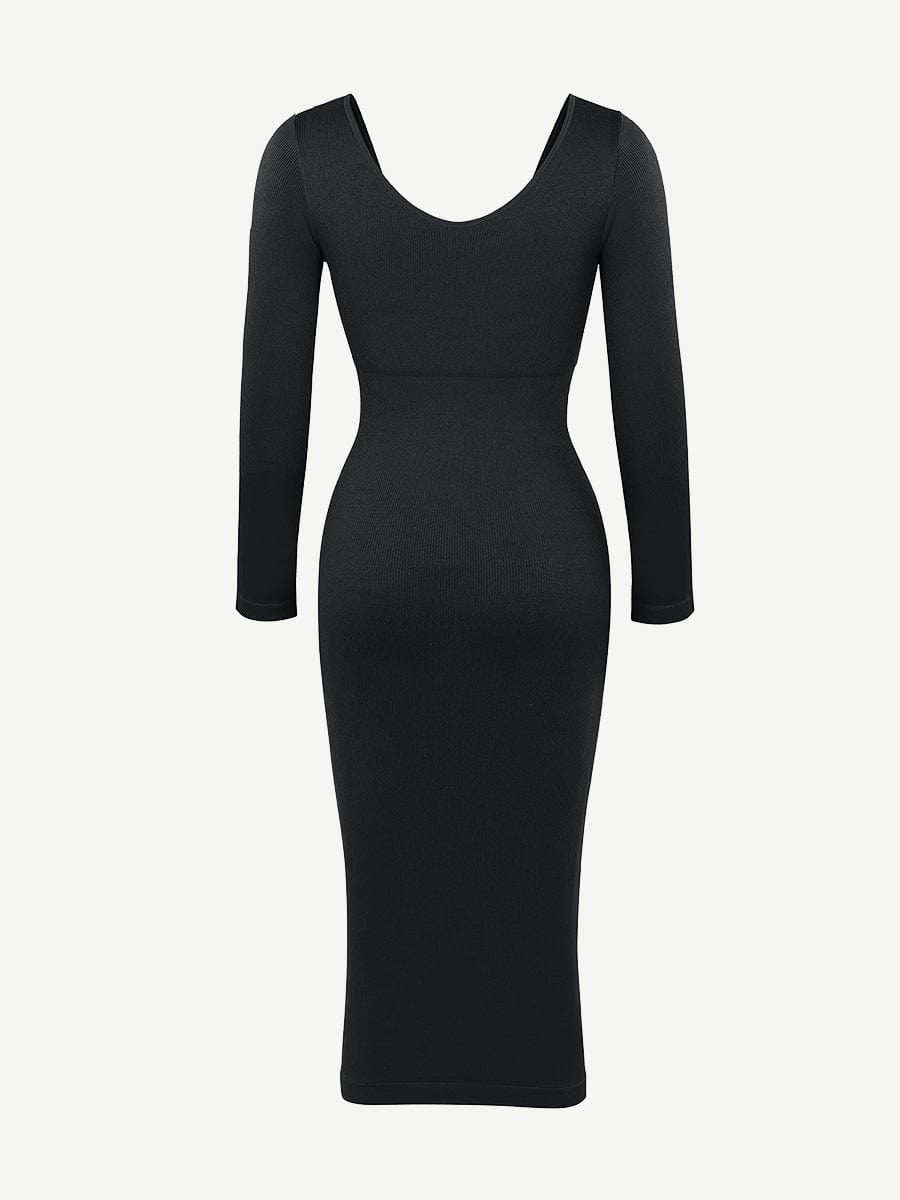 Wholesale Seamless V Neck Long Sleeve Waist Trimming Shaper Dress