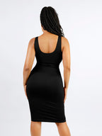 Wholesale 🌿 Eco-friendly Seamless Deep V-neck Waist Trimming Shaping Dress with Removable Pads