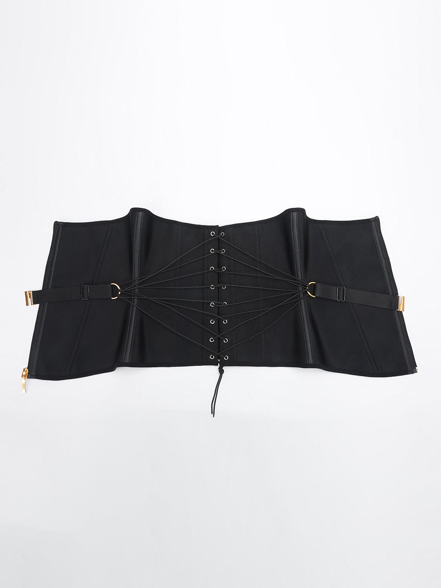 Wholesale U-Shaped 10 Steel Bones Latex Waist Trainer with Fan Lacing and Front Buckle Adjustment